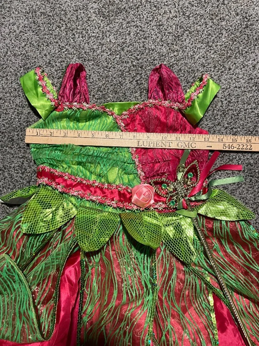 Teetot Fairy Costume Girls Size 7-8 Pink Green Glitter Tulle Halloween Dress Up
